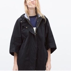 Zara Basic Dolman Jacket Oversized Navy Blue